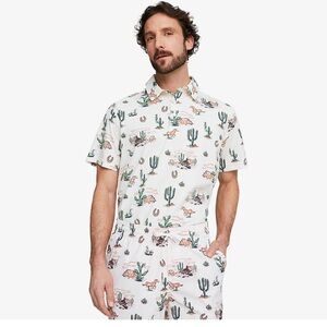 PUMA WHITE “WILD WEST” PRINT SHORT SLEEVE GOLF POLO SIZE SMALL